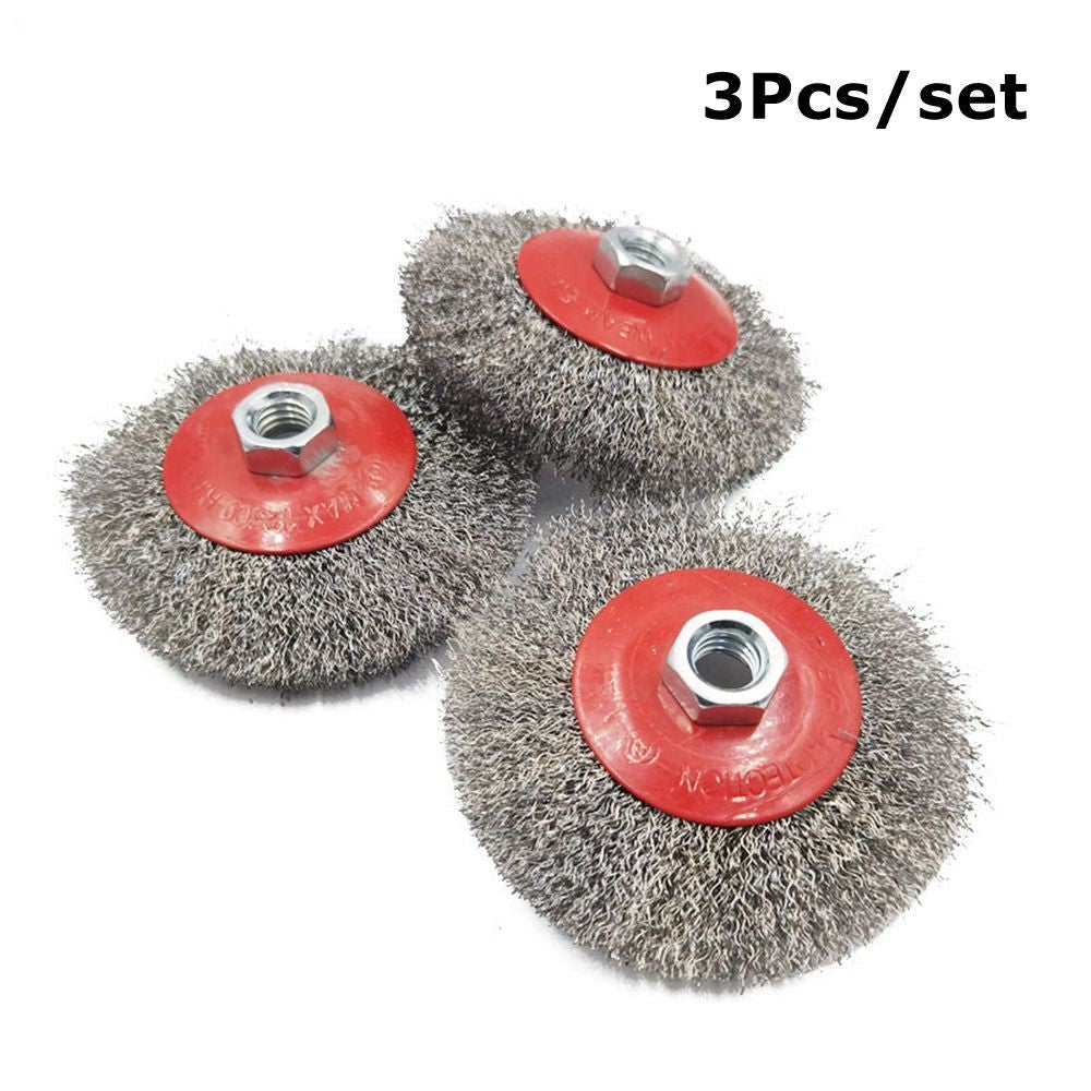 3x Stainless Steel Flat Wire Wheel Cup Brush For 115mm Angle Grinder Universal