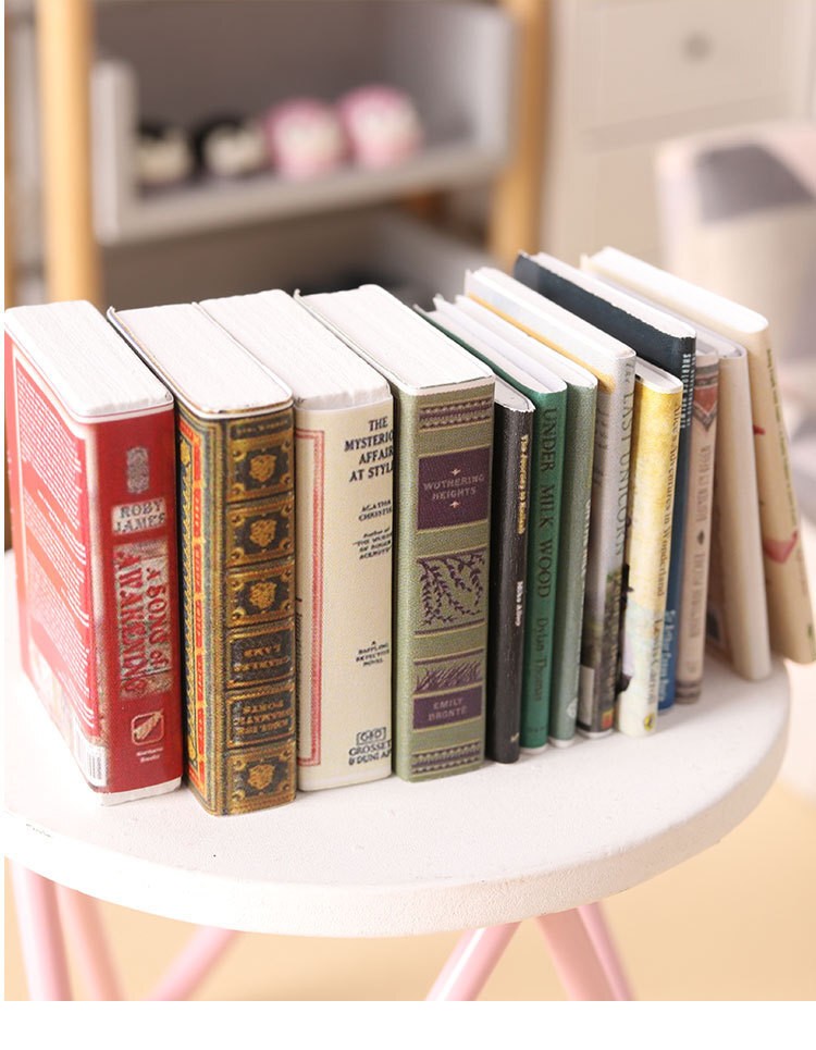 20PC Scale Mini Books Set Dolls House Miniatures Lot Bookshelf Accessories