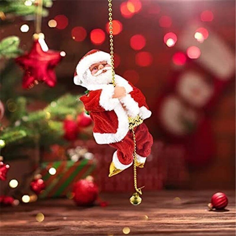 Electric Climbing Ladder Santa Claus Christmas Xmas Music Figurine Party Decor