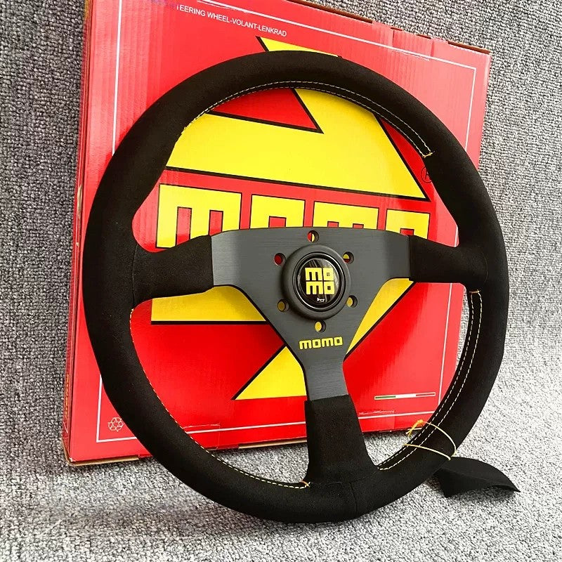 MOMO BLACK EDITION 350mm/14inch MOD07 Flat bracket Suede Steering Wheel