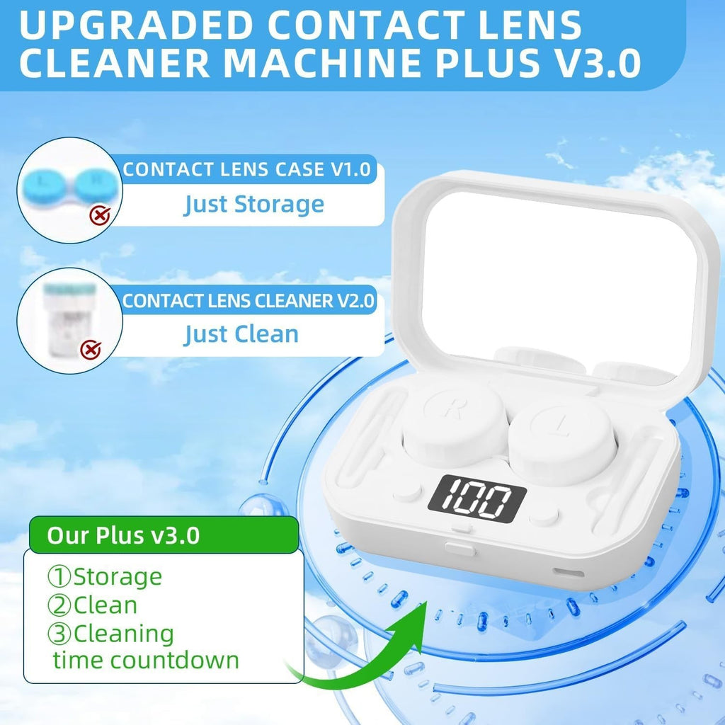 Rechargeable Ultrasonic Contact Lens Auto Cleaner Care Case USB Cleaning Machine