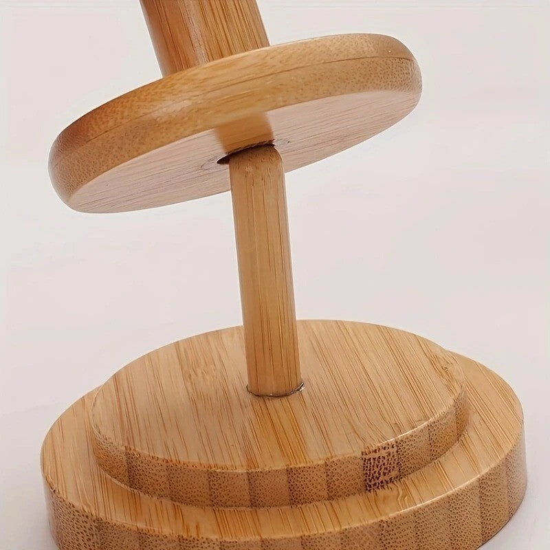 Wooden Yarn Holder Rotating Bamboo Knitting Wool Spindle Stand Crochet Organiser