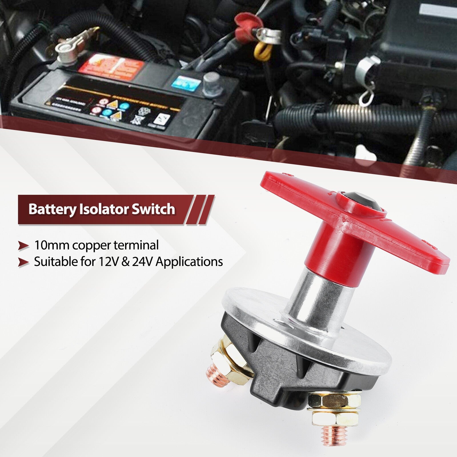 Fixed Key Battery Isolator Cut Off Car Kill Switch 1500 Amp 12v/24v Heavy Duty