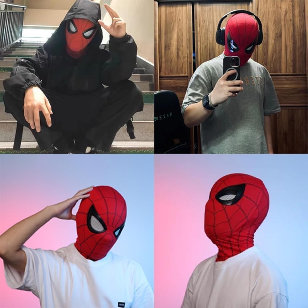 Spider-Hero Full Mask Breathable Blinkable Eyes for Halloween Christmas Cosplay