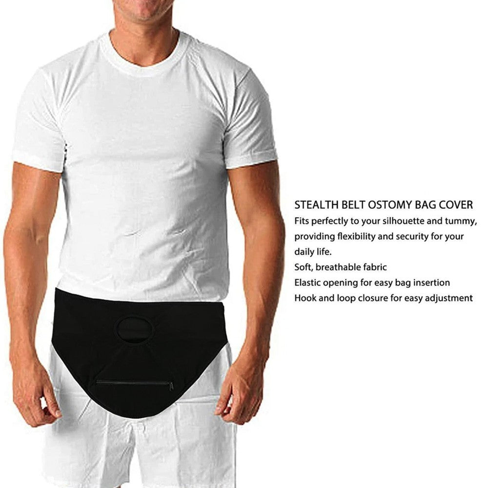 M L XL Stoma Bag Stealth Belt Soft Oxford Fabric Stoma Bag Cover Black UK FAST