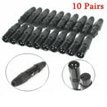 20x XLR 3 Pin Male Female Connector DMX Audio Microphone Cable Plug Black