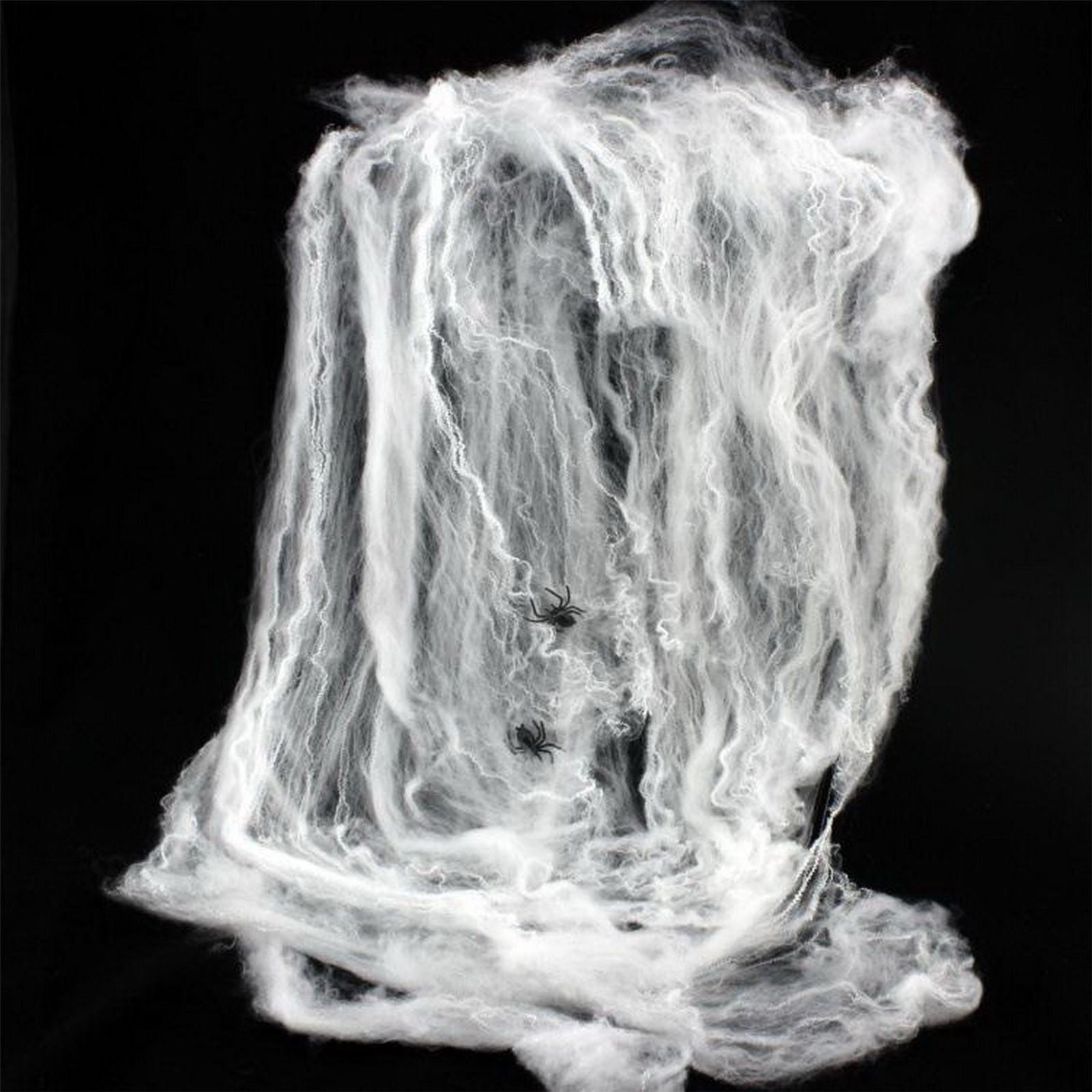 Spider Web With 10pcs Spiders Halloween Decoration Stretchy Cobweb Props