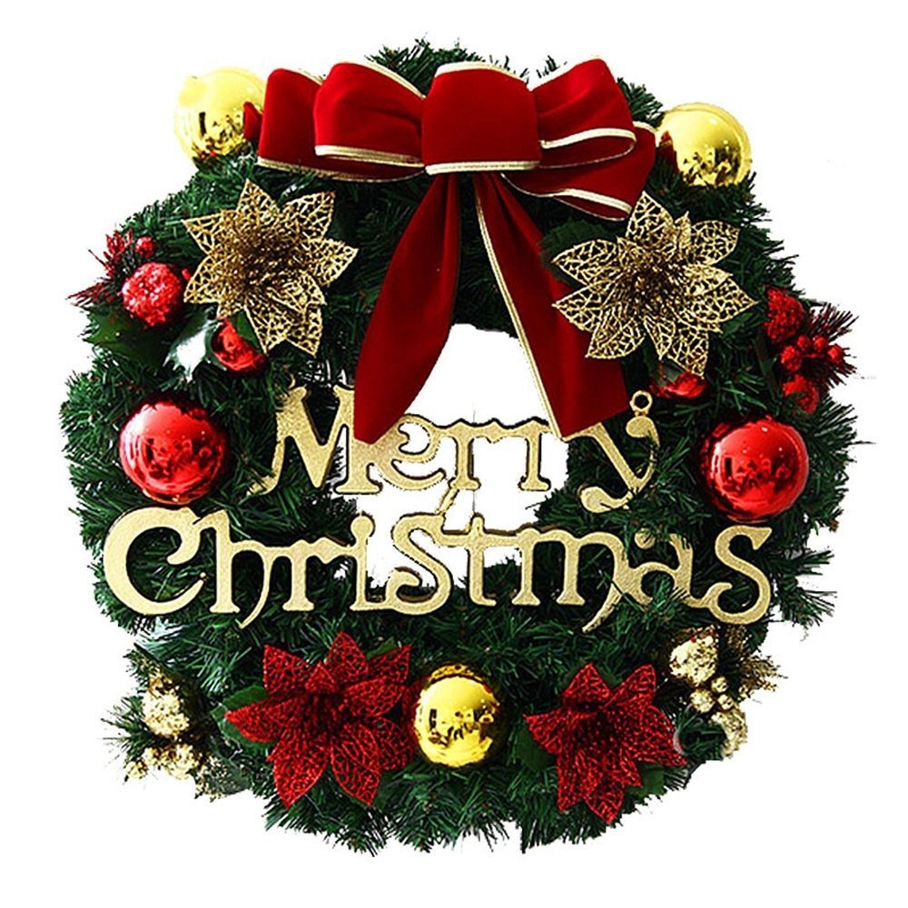 30CM Christmas Wreath With Bow Front Door Wreath Garland Xmas Hanging Decor UK