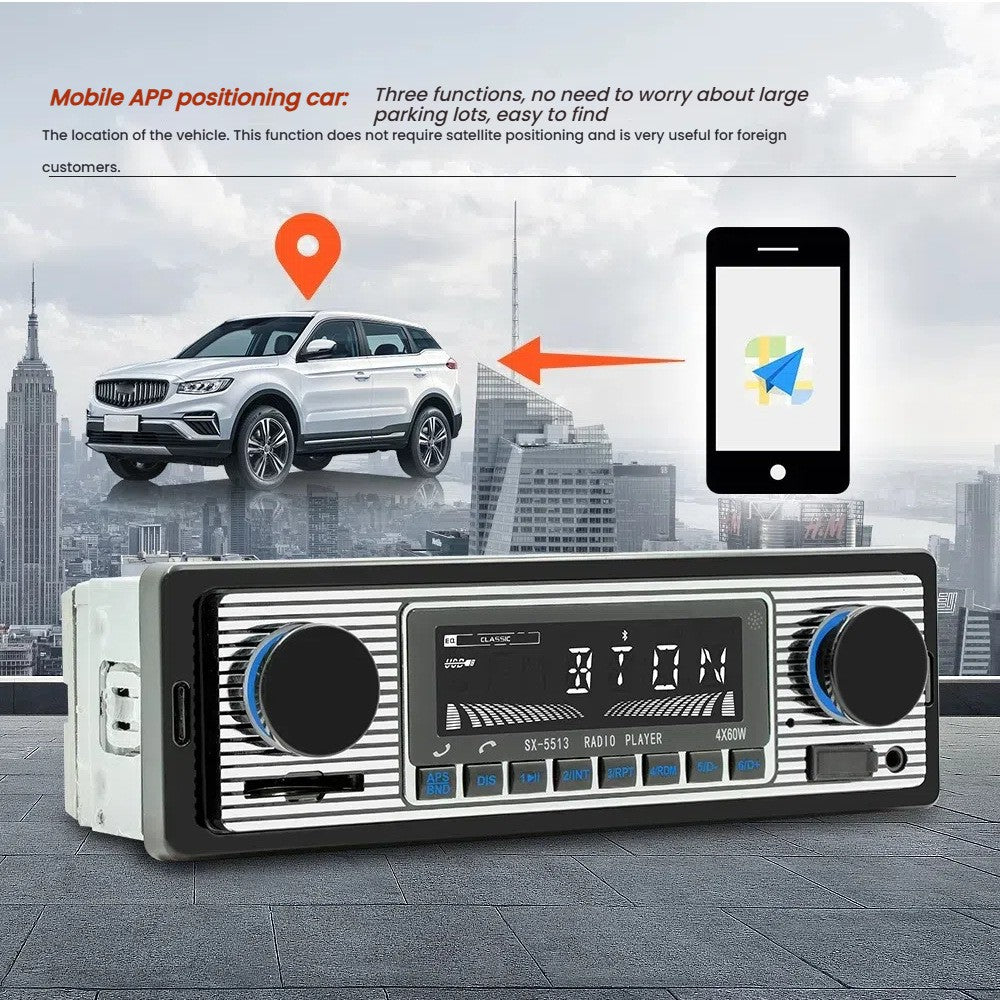 Classic Retro Car Bluetooth Compatible Radio MP3 Player Stereo USB/AUX/SD/ISO/FM