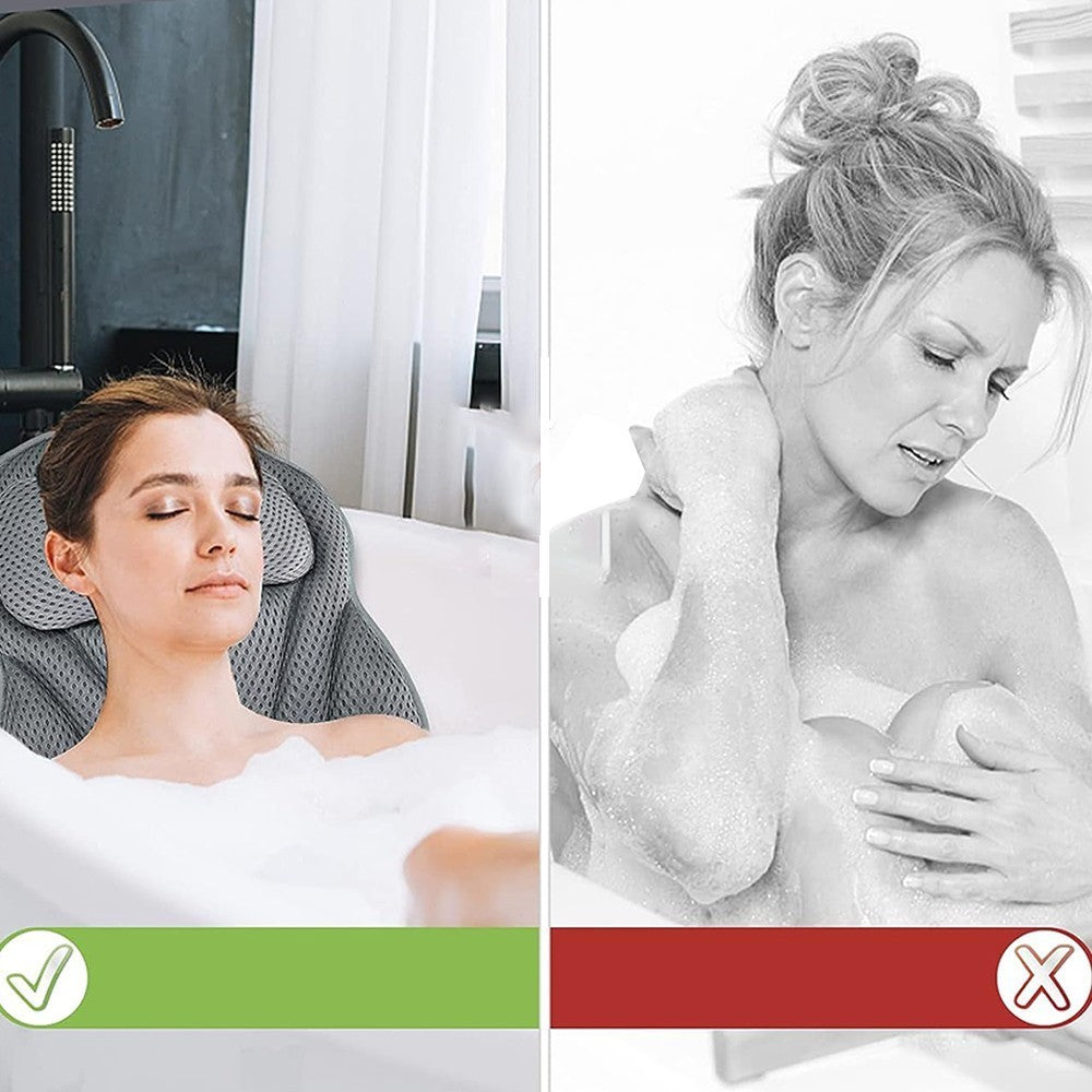 Bath Pillow Luxury Waterproof Home Spa Ani-Slip Comfort Bathtub Headrest Cushion