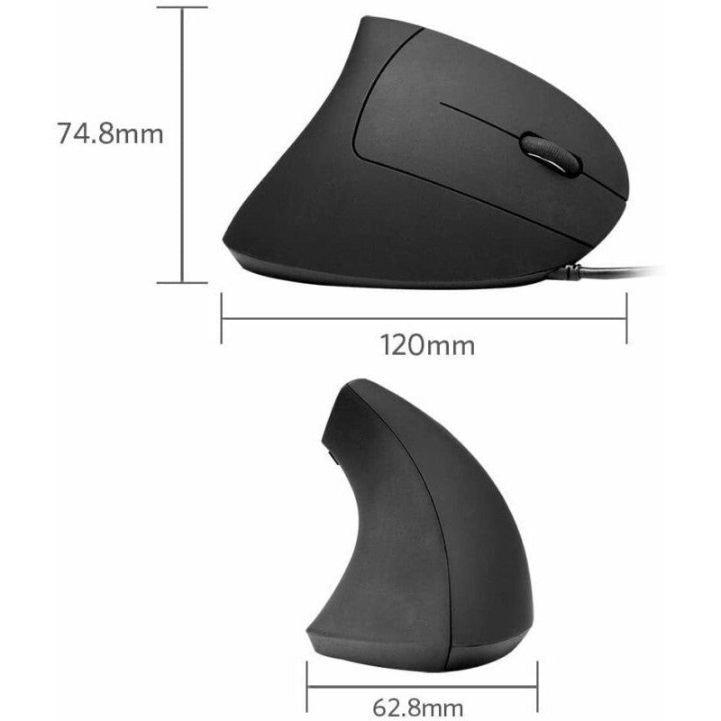 Ergonomic USB Wired Vertical Optical Mouse 5 Programmable Buttons 1000-1600 DPI