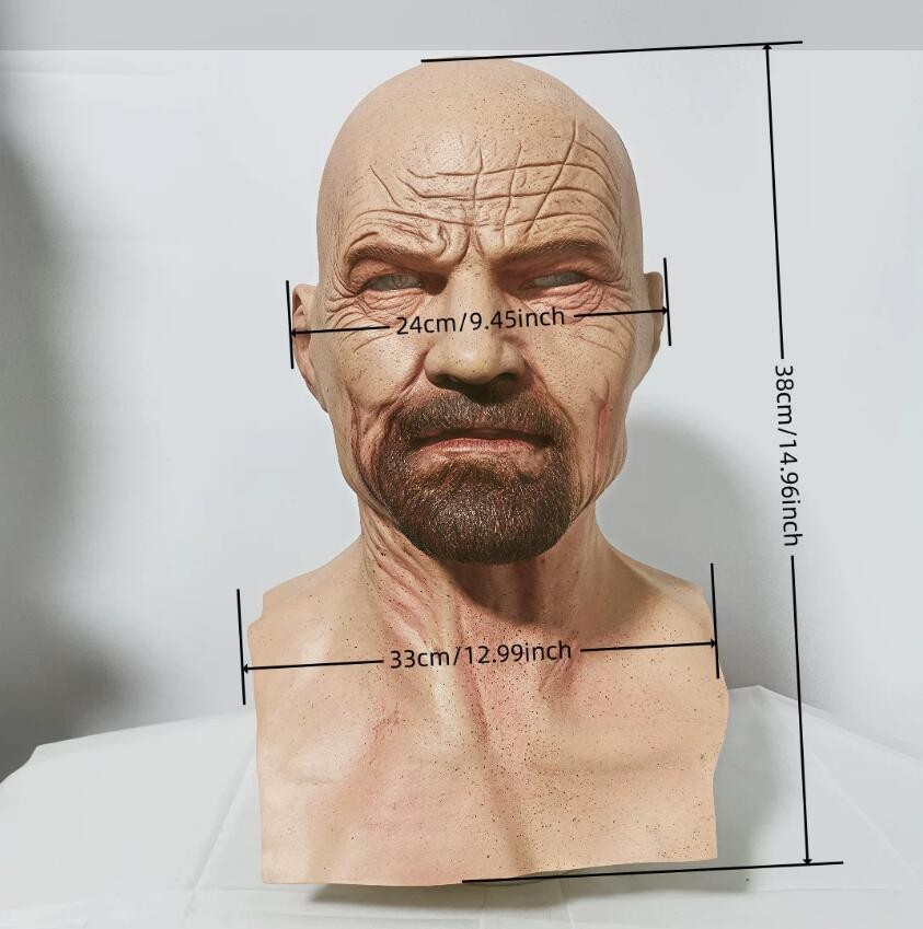Realistic Bald Old Man Mask Latex Halloween Cosplay Party Full Face Headgear