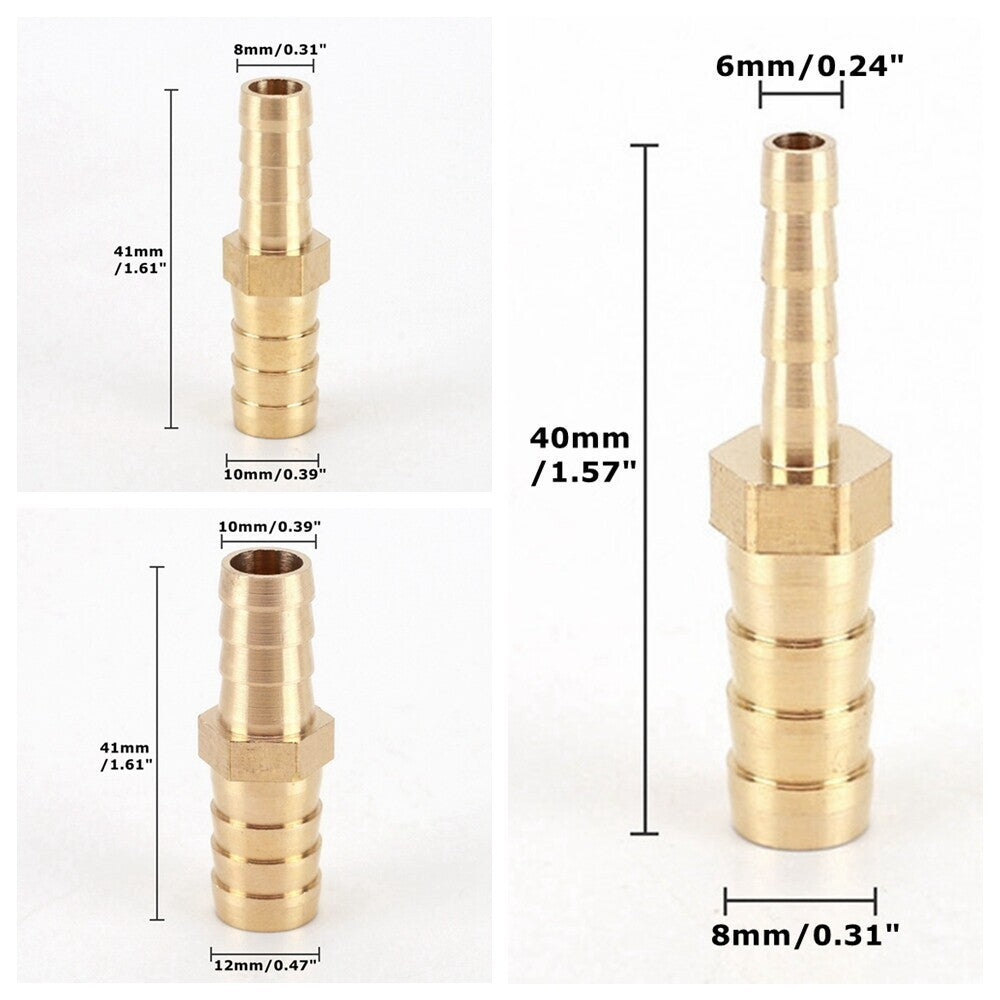 2Pcs Reducer Adapter for Air Water Fuel Gas Pipe 8mm-6mm 10mm-8mm 12mm-10mm