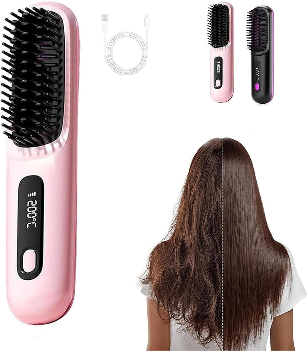 Glow Wave Heated Brush 2025 - USB Charging 3 Heat Settings for Short Hair