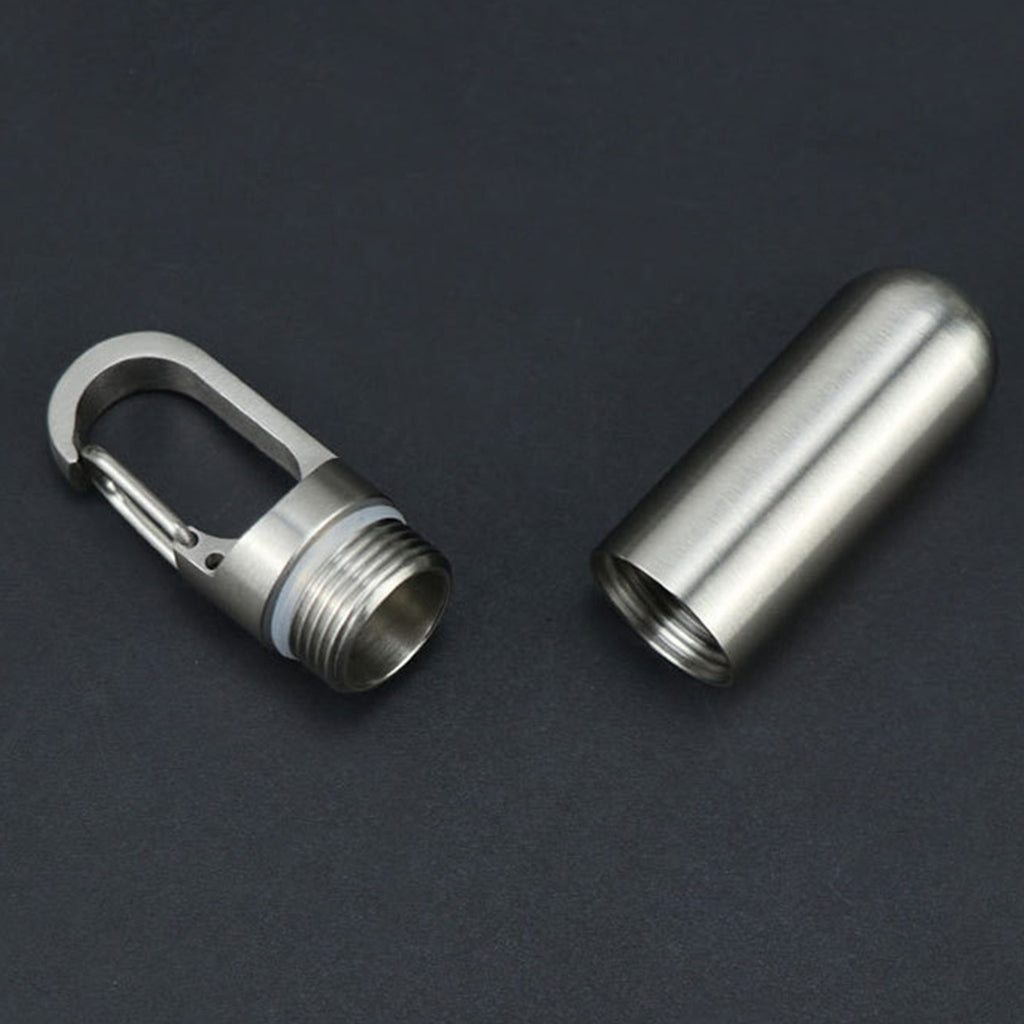 Travel Pill Case Stainless Steel Pill Box Keychain Portable Pill Organizer
