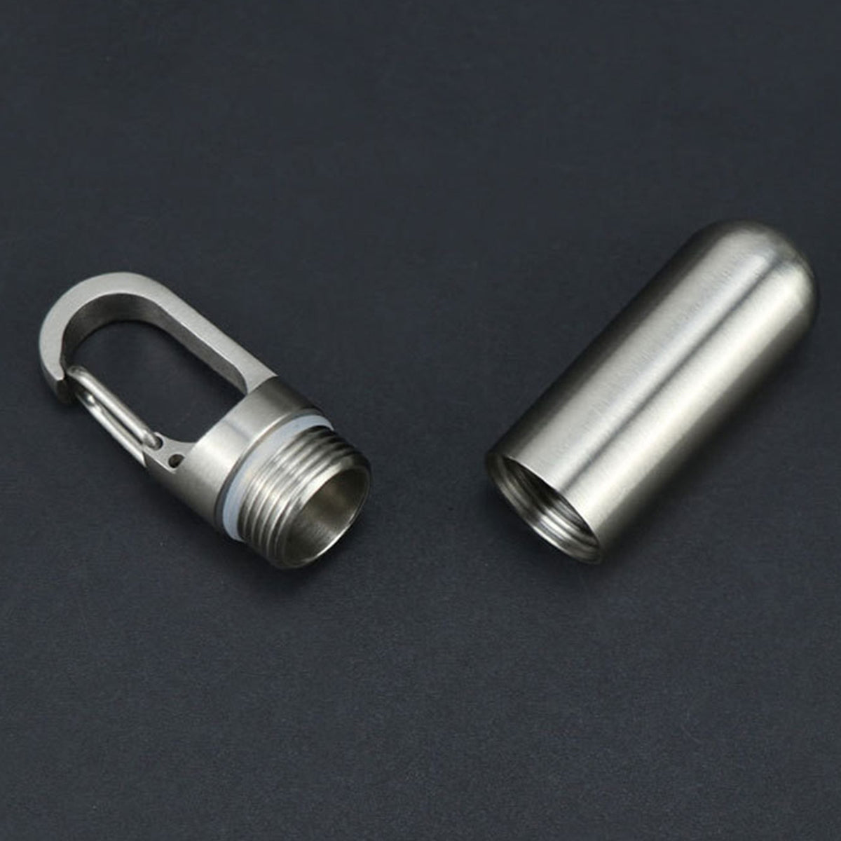 Travel Pill Case Stainless Steel Pill Box Keychain Portable Pill Organizer