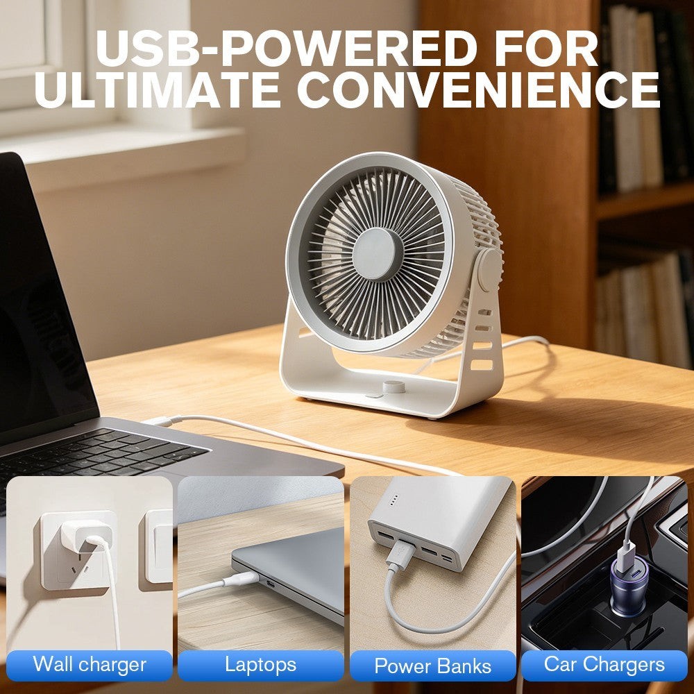 Rechargeable USB Desk Fan Portable Mini Cooling Fan 5 Speed Quiet Office.*