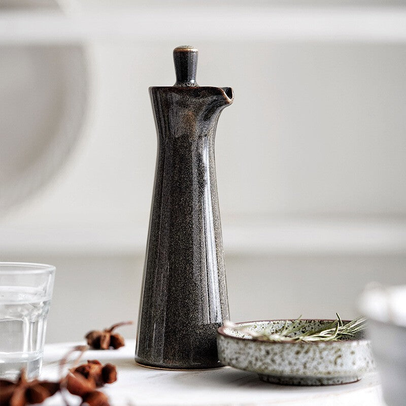 *120ML* Japanese Style Ceramic Oil Olive Dispenser Soy Sauce Pot Small Sauce Jar