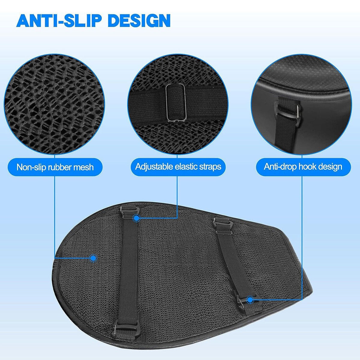 Motorcycle Gel Seat Cushion Comfort Pillow Pad Cover Pressure Relief Universal