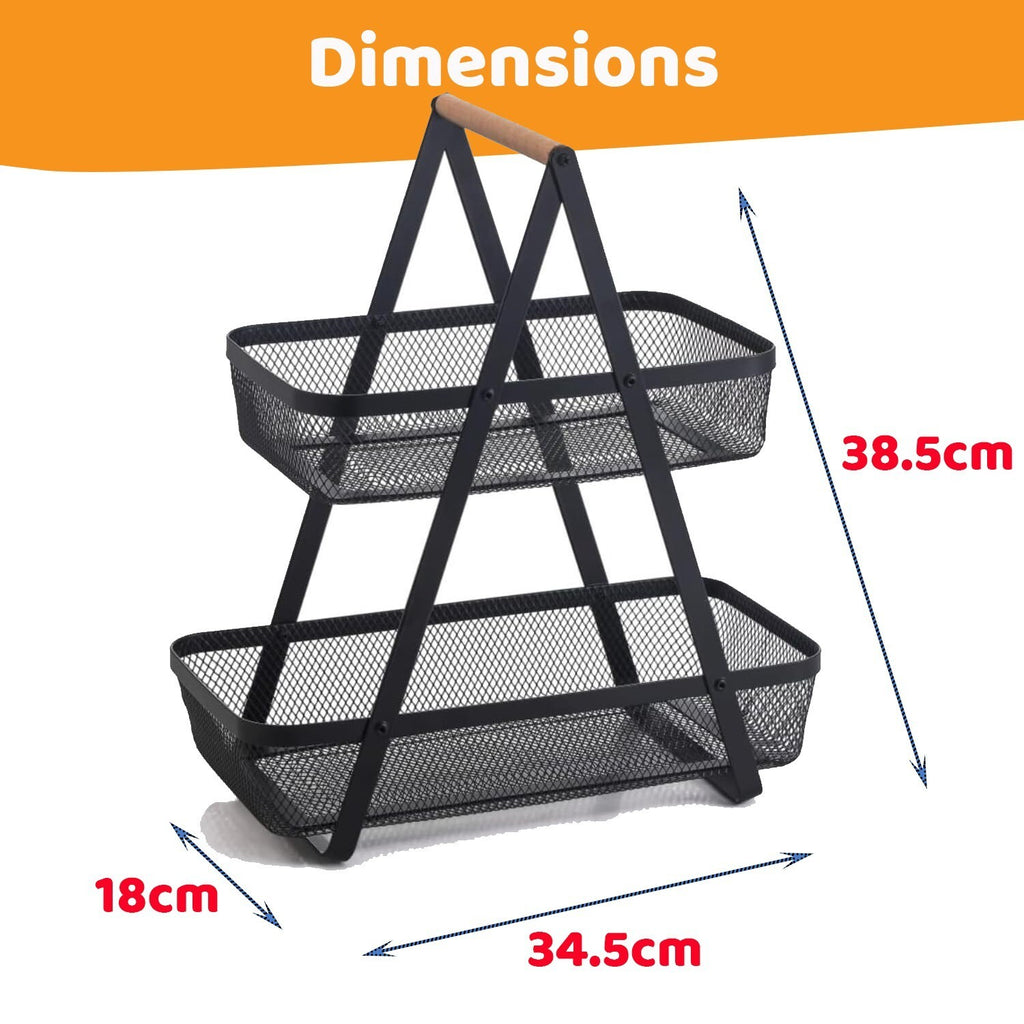 2 Tier Fruit Storage Basket Countertop Kitchen Bread Vegetable Fruit Bowl Rack