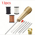 13pcs Leather Sewing Kit Leather Tapered Needles Nylon Thread Straight Hook