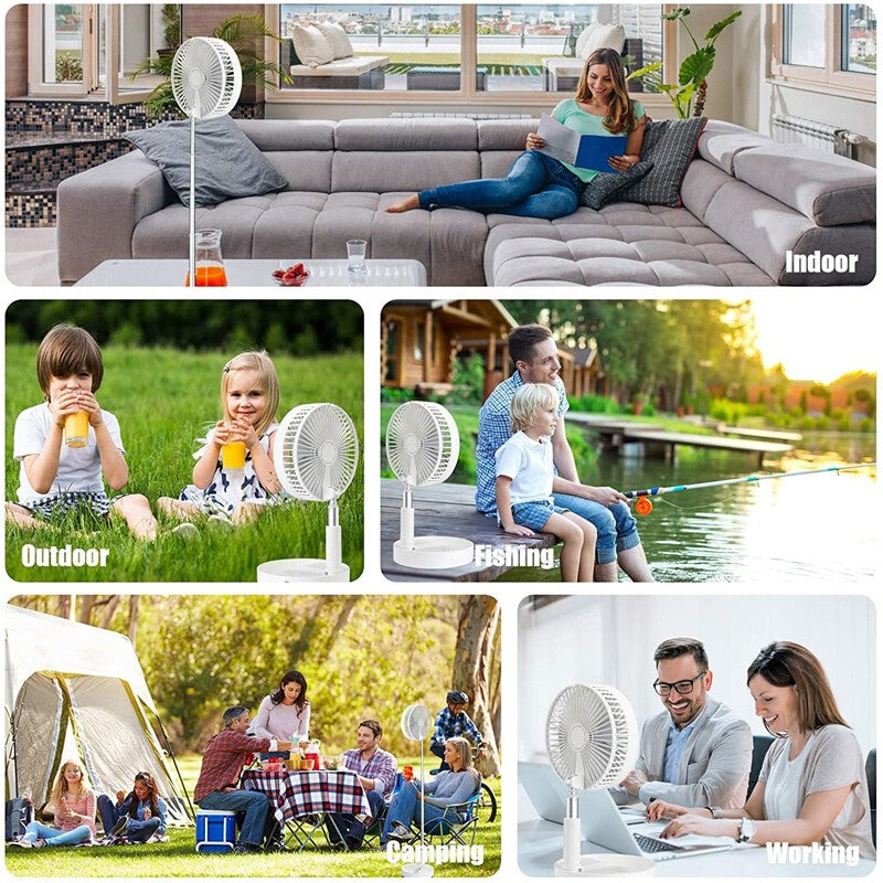 Portable Rechargeable Cordless Fan USB Telescopic Folding Wireless Cooling Fan