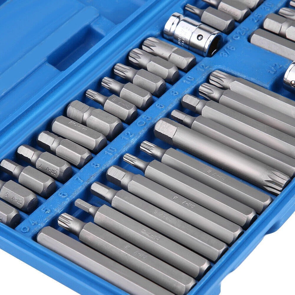 40 Allen Torx Hex Star Spline Socket Bit Set 1/2" 3/8" Drive Car Repair Tool Kit
