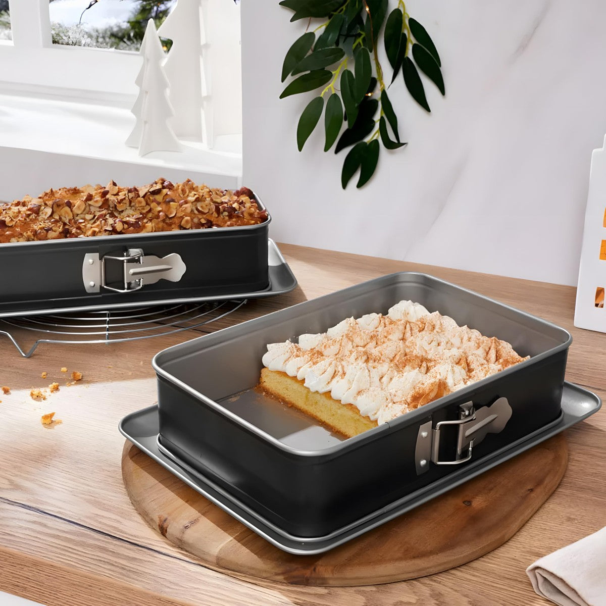 Cake Tin 39 x 28 cm Rectangular Non Stick Spring Form Baking Bake Tray Bakeware