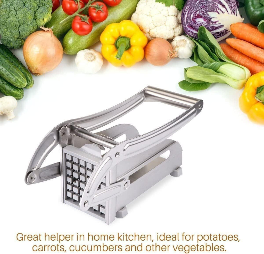 Potato Chipper & Cutter – French Fries Maker Slicer with 2 Steel Blade