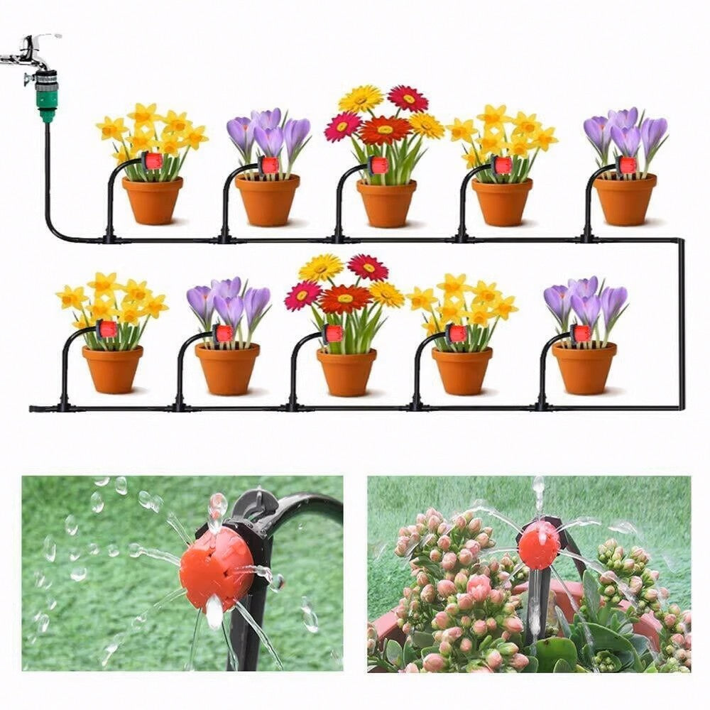 50M Drip Irrigation System Kit Garden Watering Hose Spray Nozzles