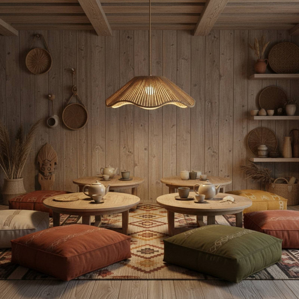 Straw Hat Lamp Shade Retro Home Lighting Handwoven for Guesthouse, Bar