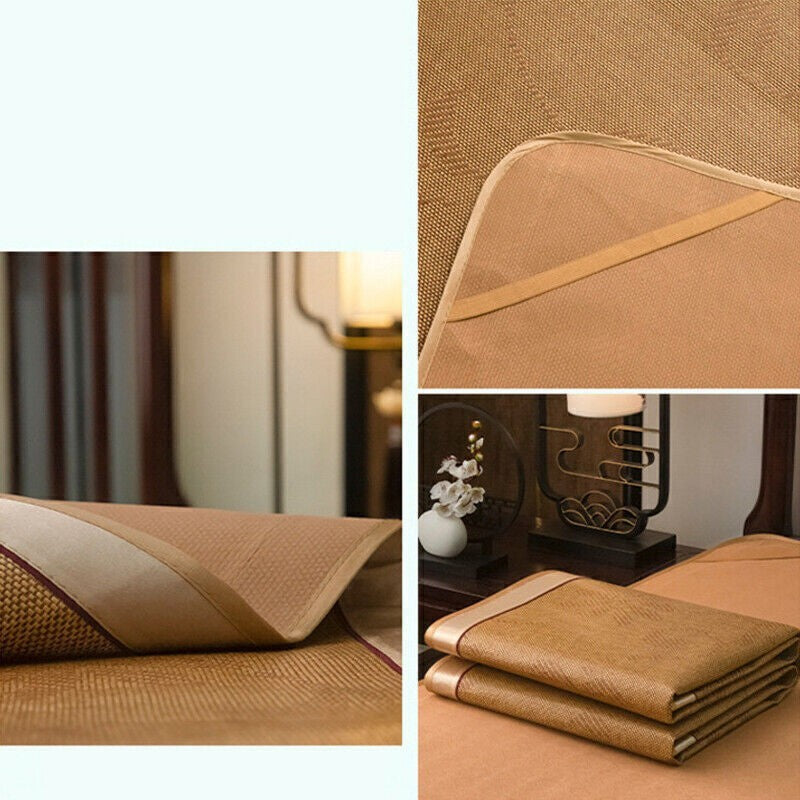 Summer Sleeping Mat 1set For Bed Rattan Foldable Nature Bamboo Cool Bed Mat Pad