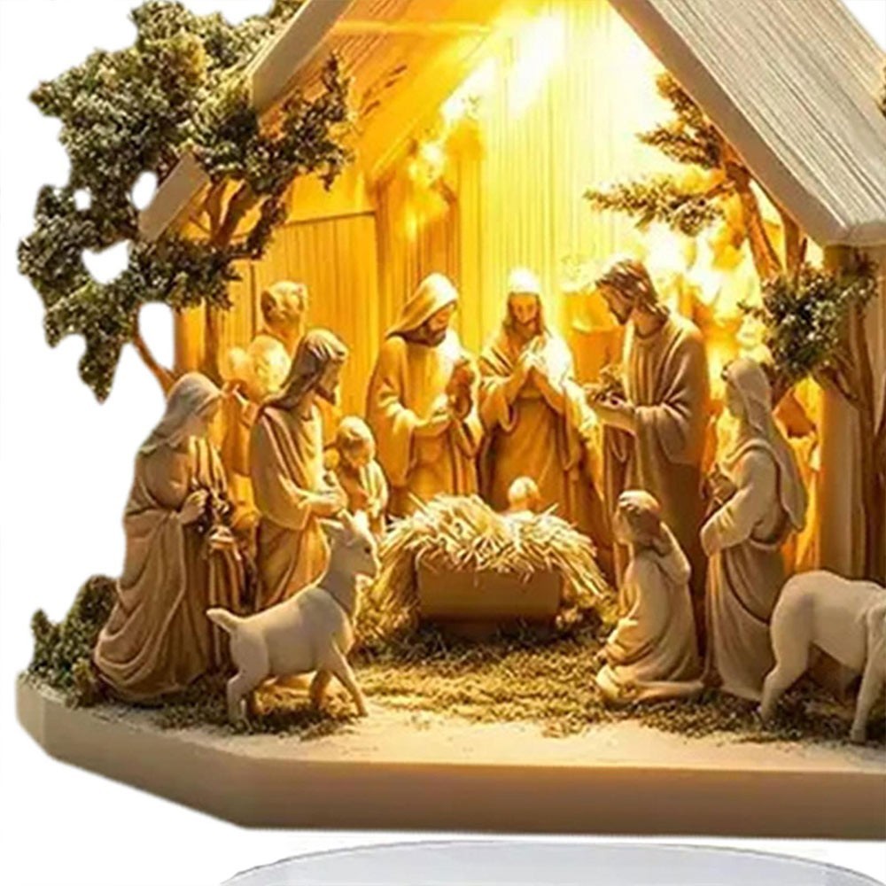 Christmas Nativity Scene Figurine Home Decor Desktop Acrylic Table Ornament UK