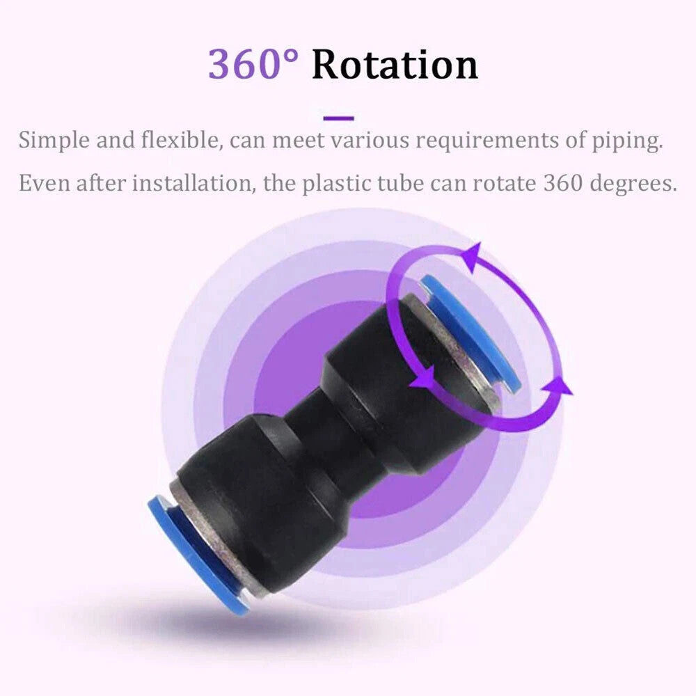 50x Straight Push Connectors Pneumatic Connect Fittings Air Line Quick Hose sets