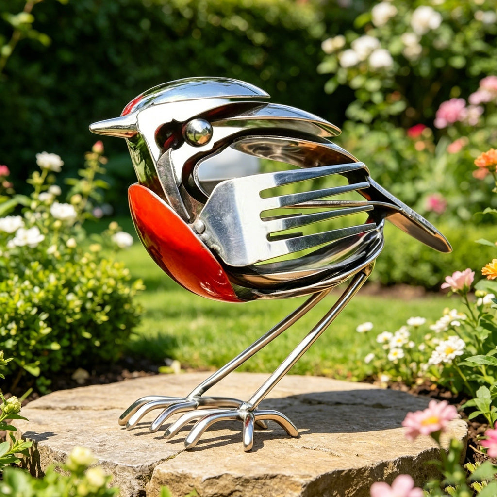 Sheremart Hopewings Bird, Robin Scrap Metal Art Sculpture, Metal Art Sculpture