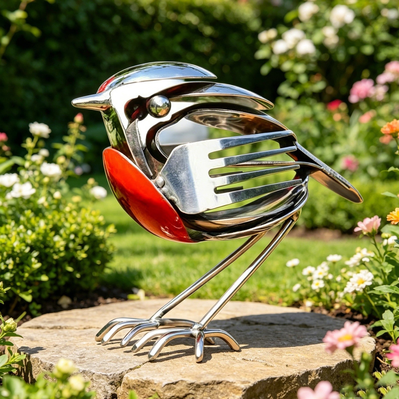 Sheremart Hopewings Bird, Robin Scrap Metal Art Sculpture, Metal Art Sculpture