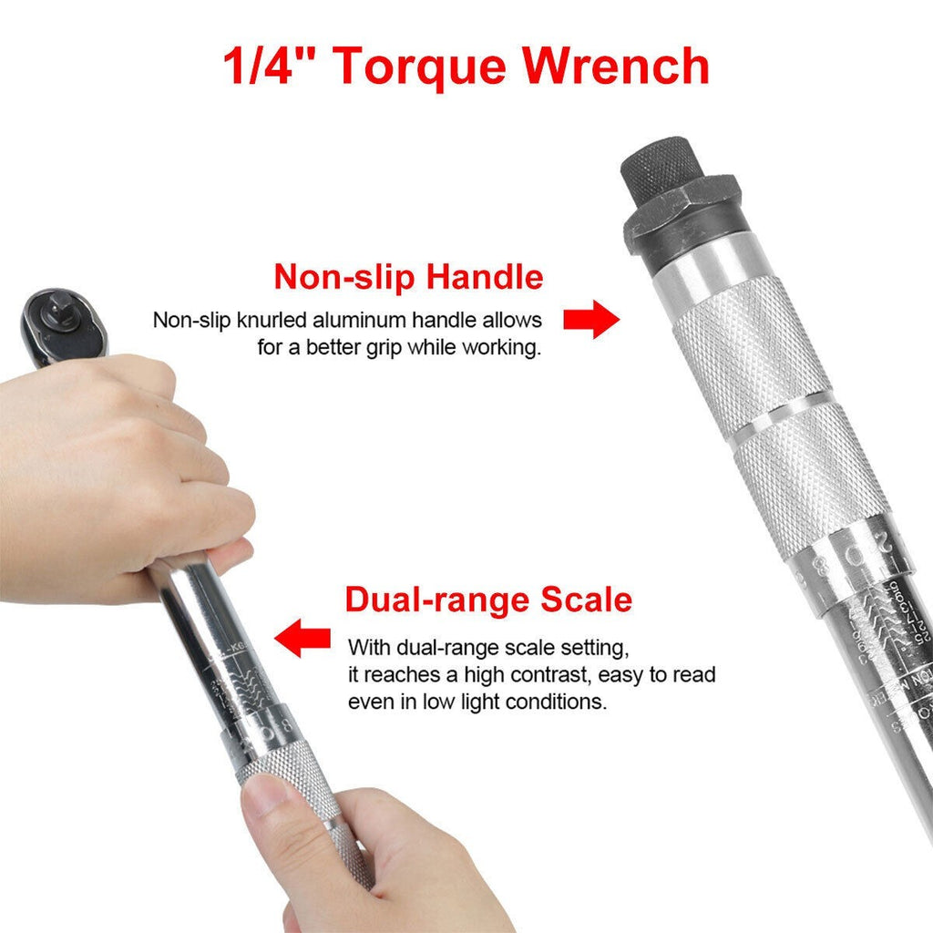 28-210Nm 1/2 Inch Ratchet Torque Wrench Socket Kit With Carry Storage Case