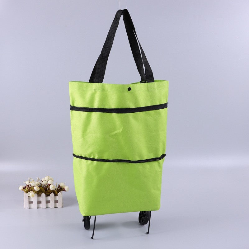 2 In 1 Folding Shopping Trolley Bag Grocery Cart On Wheels Bags Reusable Handbag