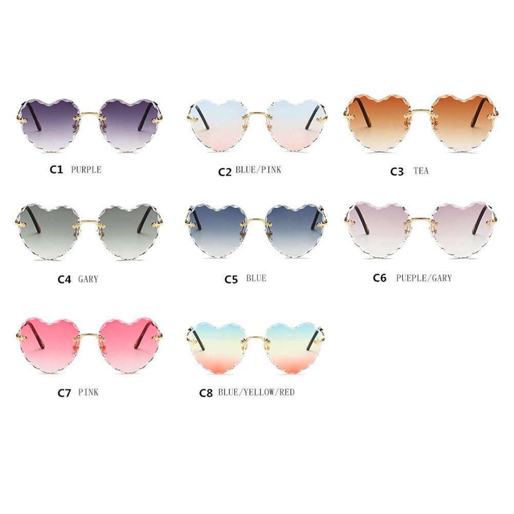 Sunglasses Miss Man Heart Shaped Rimless Ausgefallene Sonnenbrille Damenbrille