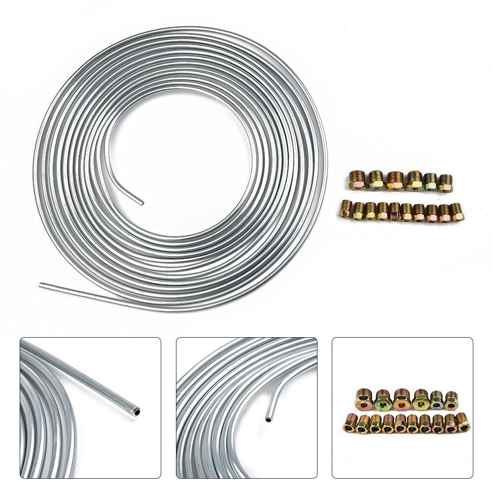 Silver Steel Nickel Kunifer Brake Line Pipe 25ft Roll 3/16'' Metric Fitting UK