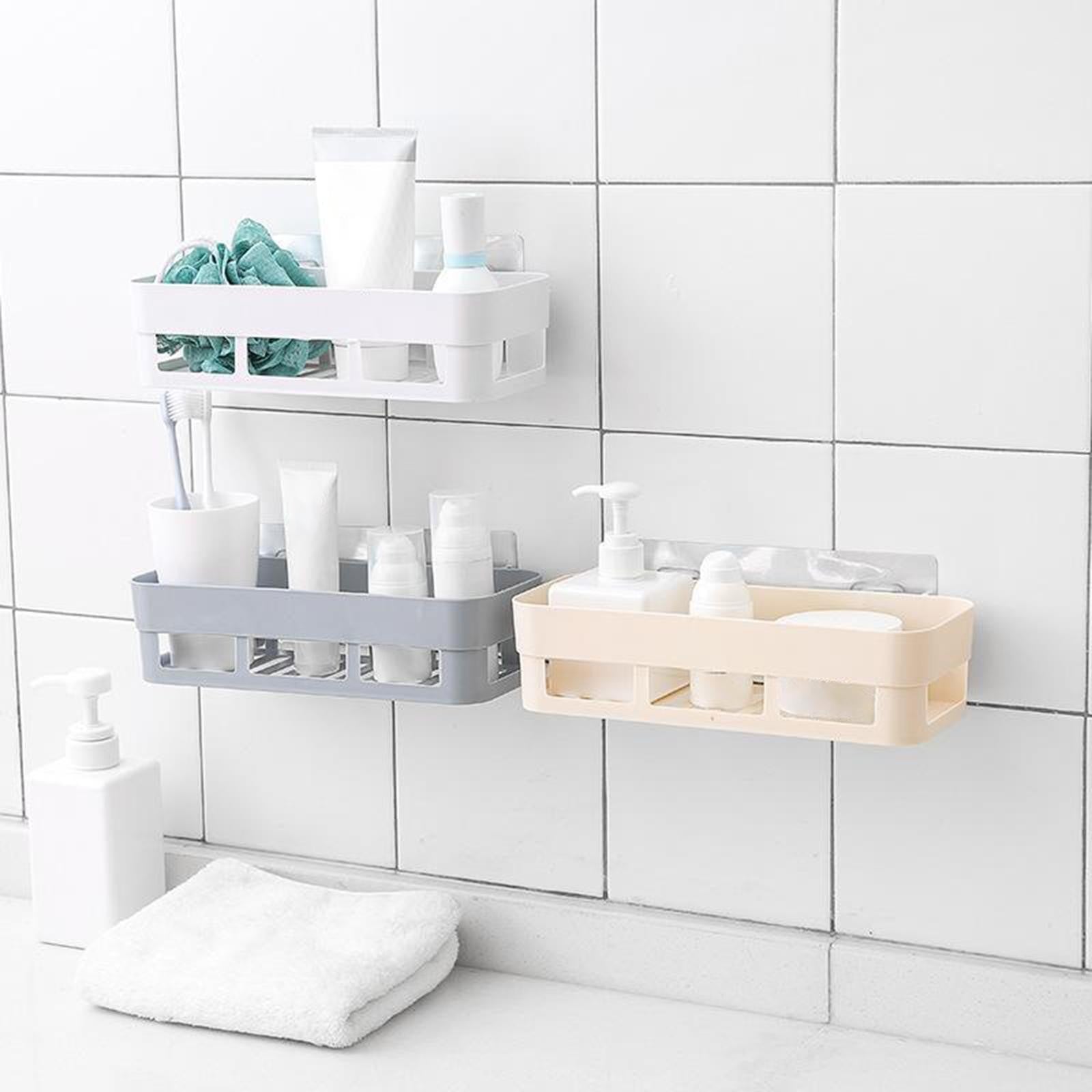 UK Self Adhesive Shower Shelf Plastic Shower Caddy Organiser Bathroom Shelf