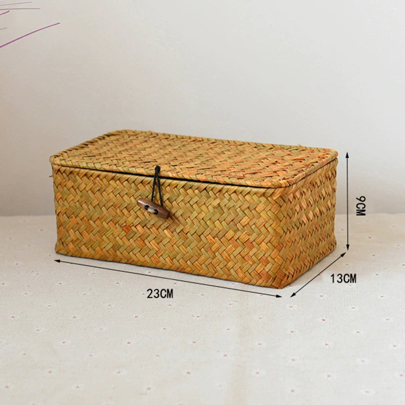 Large Wickers Storage Basket Box With Lid & Lock Woven Wicker Landry Hamper