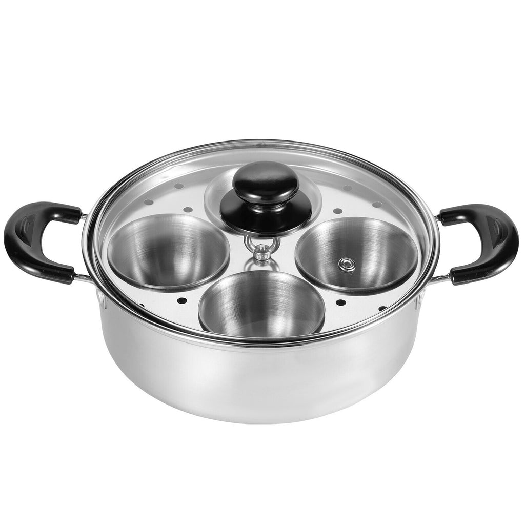 Egg Poacher Stainless Steel Poached Egg Maker Pot Egg Poaching Pan with 4 UK