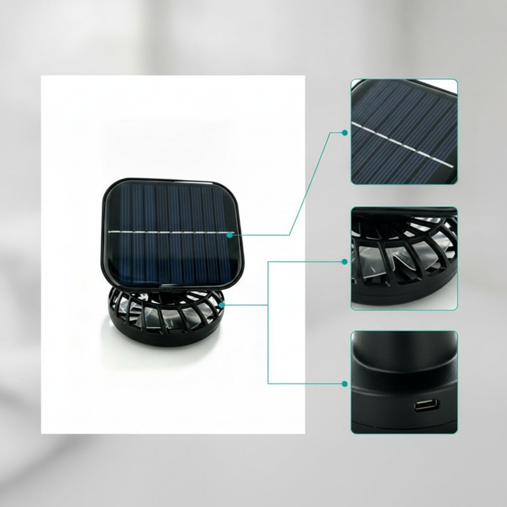 Portable Fan with Solar Panel Outdoor Solar Powered Fan Cordless for Camping