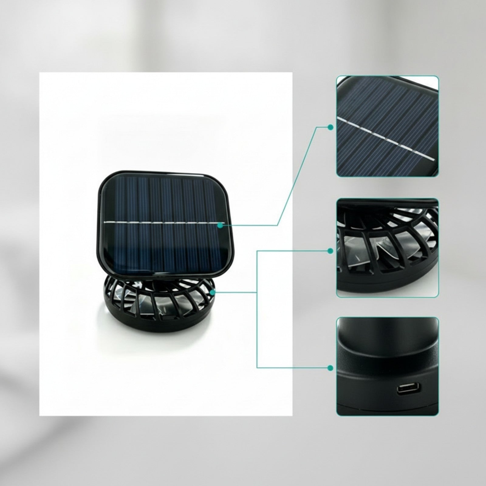 Portable Fan with Solar Panel Outdoor Solar Powered Fan Cordless for Camping