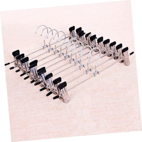 20-Strong Metal Clips Hangers Chrome Clothes Coat Trouser Skirt Non-slip Rack