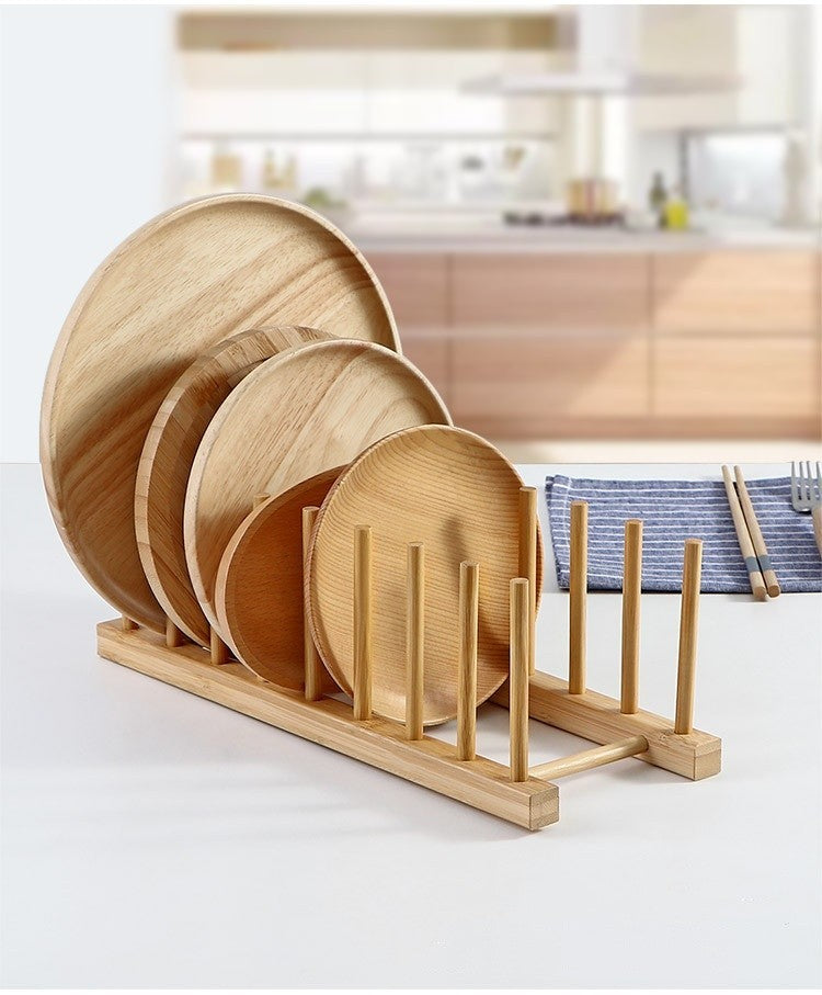 Plate Rack Holder for Kitchen Cupboards Bamboo Wooden Chopping Board Tray Dish