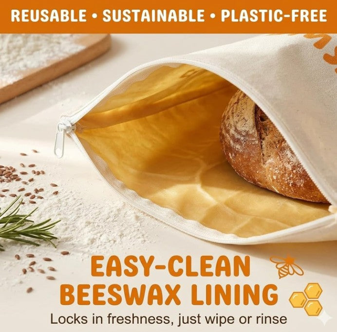 Loafguard Beeswax Bread Bag,Beeswax Bread Bags with Natural Bees Wax,Reusable