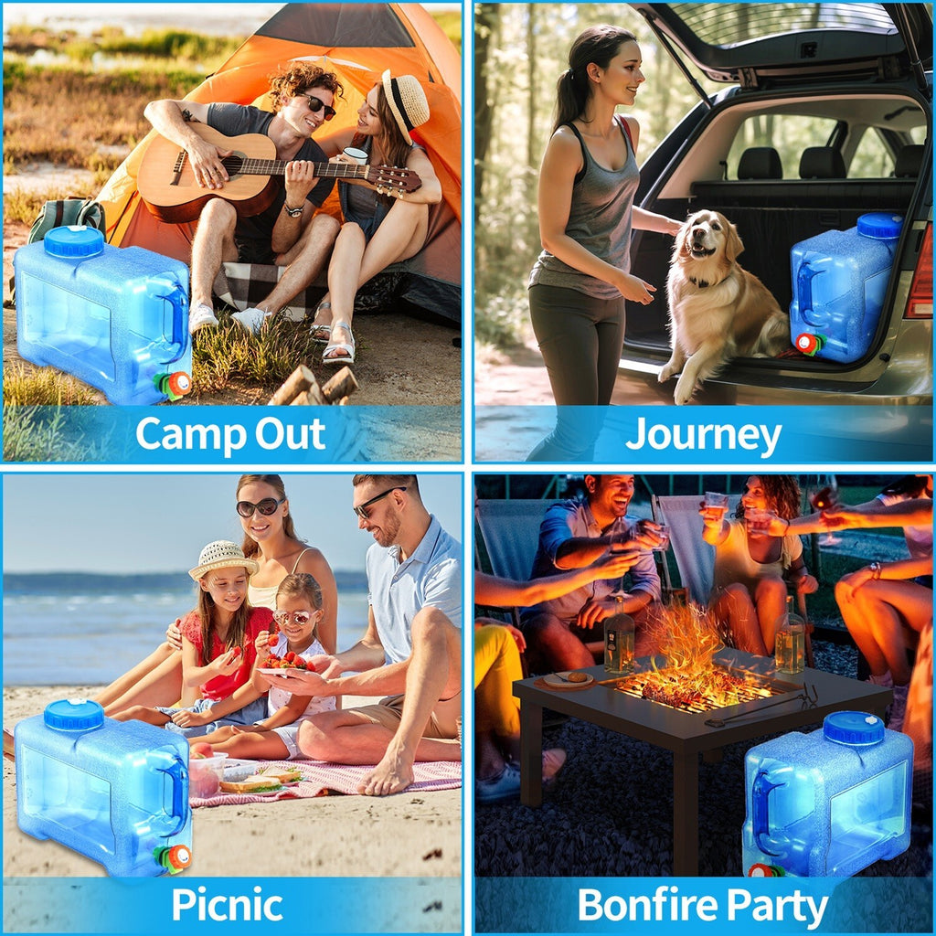 12/20L Camping Hiking Tap Carry Tank Container Drinking Water Bottle Bucket