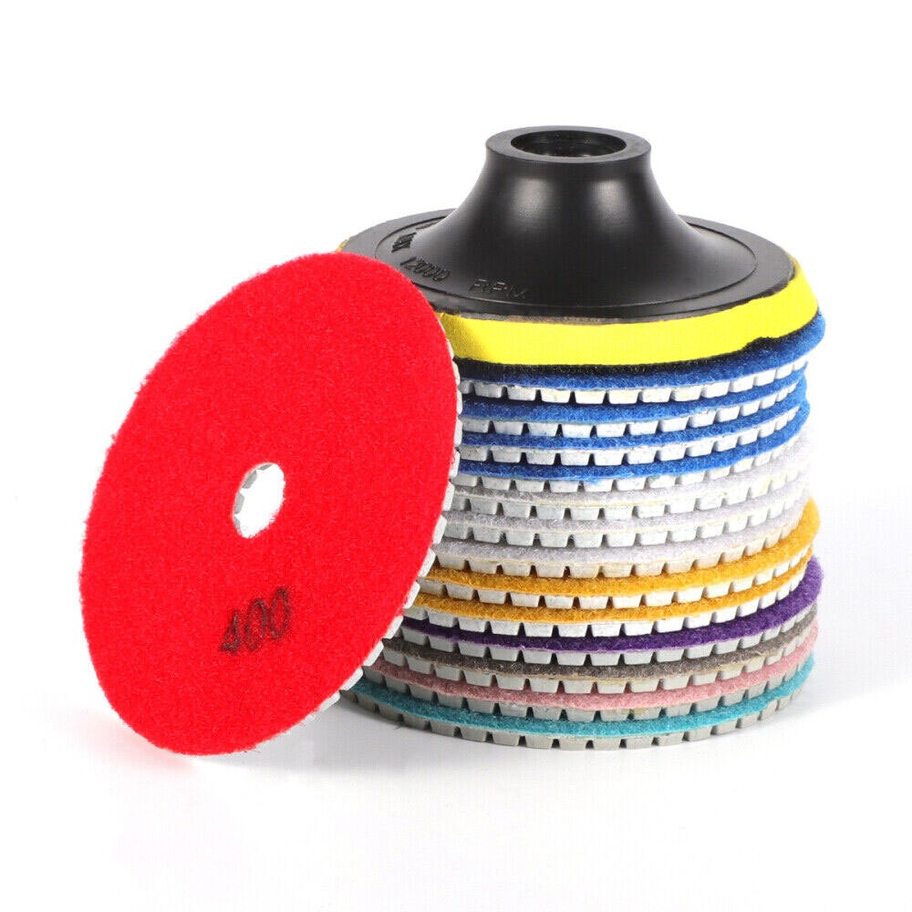 UK 16pcs Diamond Polishing Pads Wet Dry 4 Inch Set Kit For Concrete Marble Tile